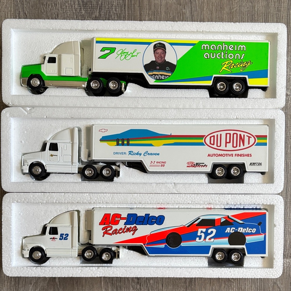 Vintage NASCAR race car hauler bundle